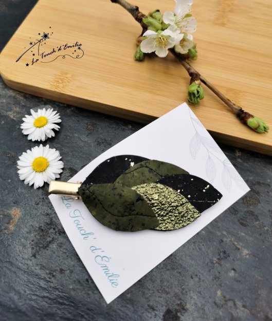 Barrette Plume Black Green