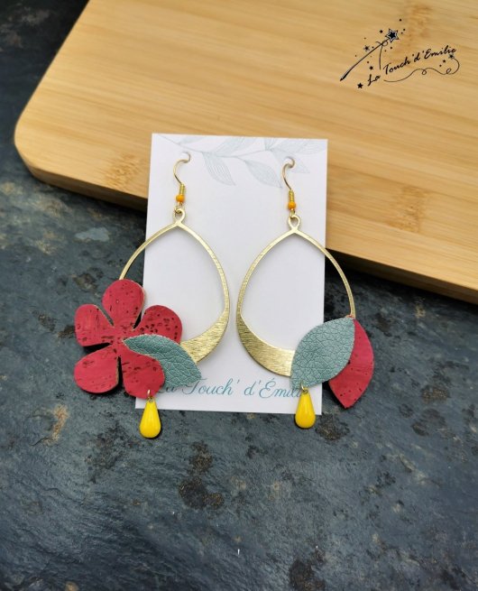 Boucles Hibiscus Décalées Rose Citron