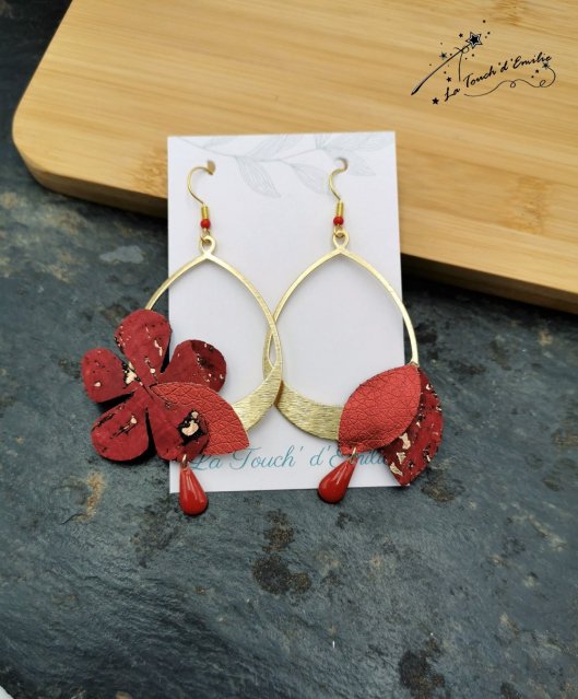 Boucles Hibiscus Décalées Rouge Luxe