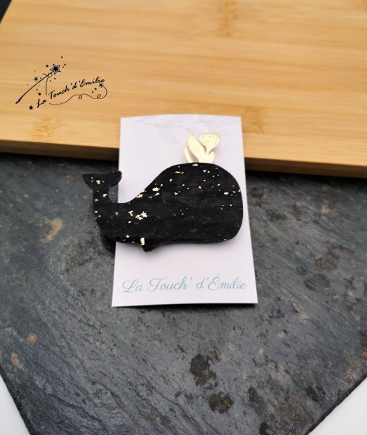  Broche Baleine Noir Luxe