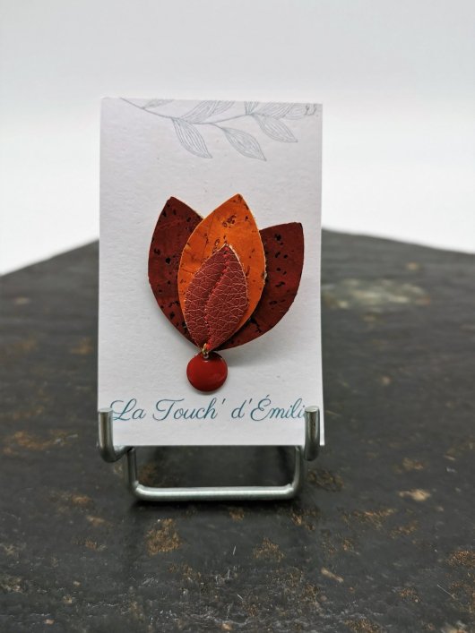 Broche Lotus Rouge orangé