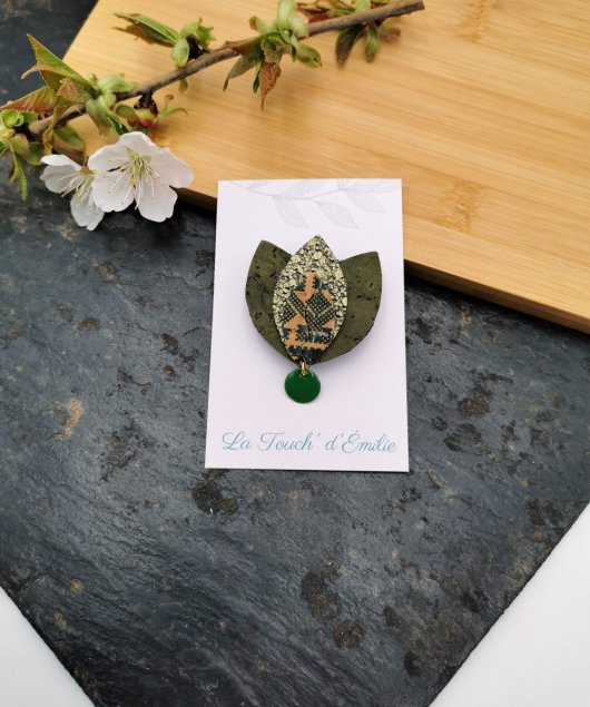 Broche Lotus Vert Aztèque