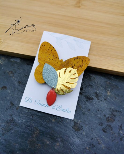 Broche Papillon Soleil Bleu