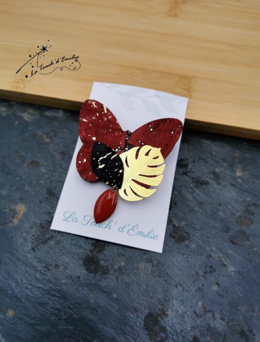 Broche Papillon Rouge Luxe