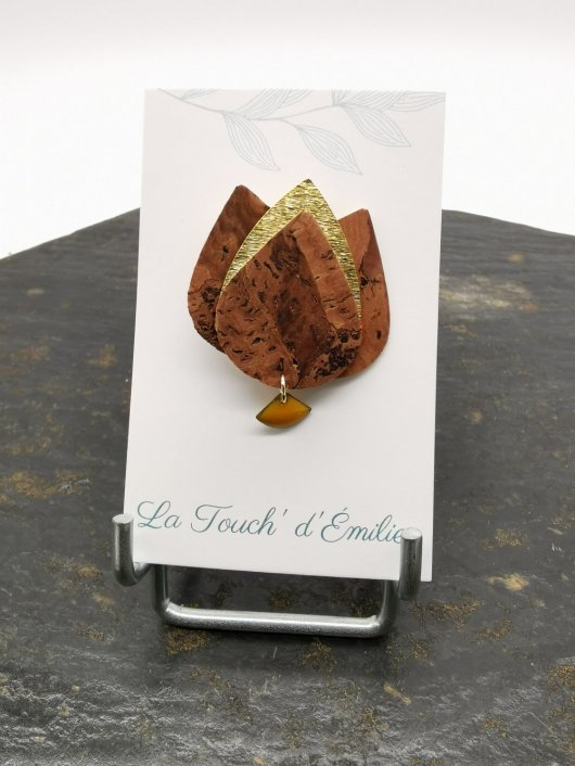 Broche Tulipe  Marron Glacé
