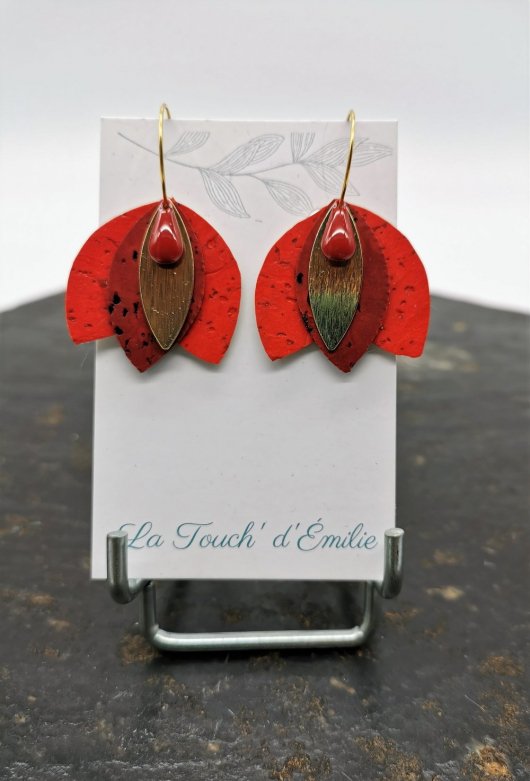 Créoles clochettes rouge intense