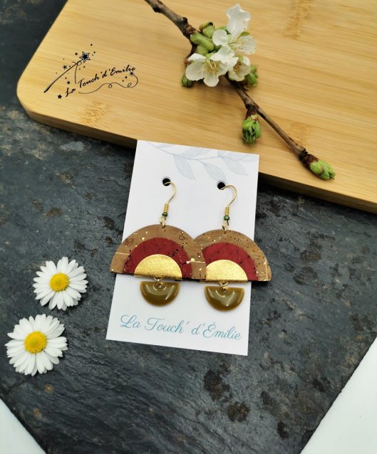 Boucles Arc-en-Ciel Rouge marbré