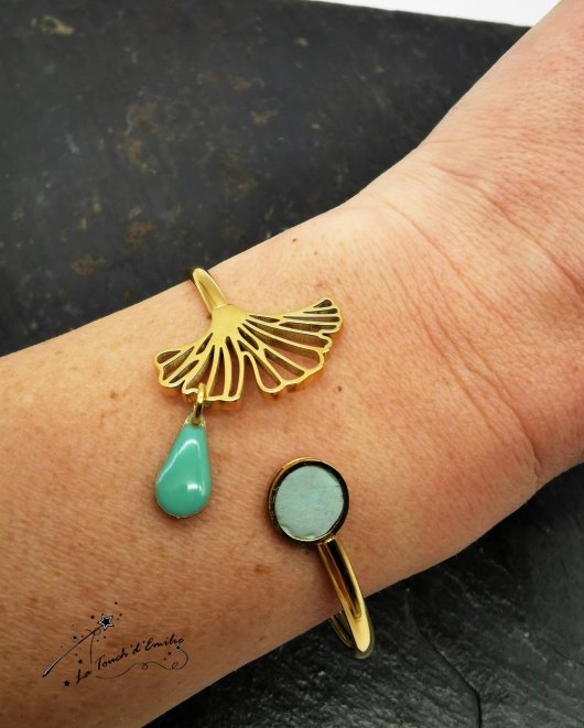 Bracelet Gingko Vert d'eau