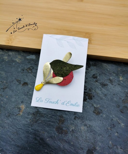 Broche Oiseau Prairie rose
