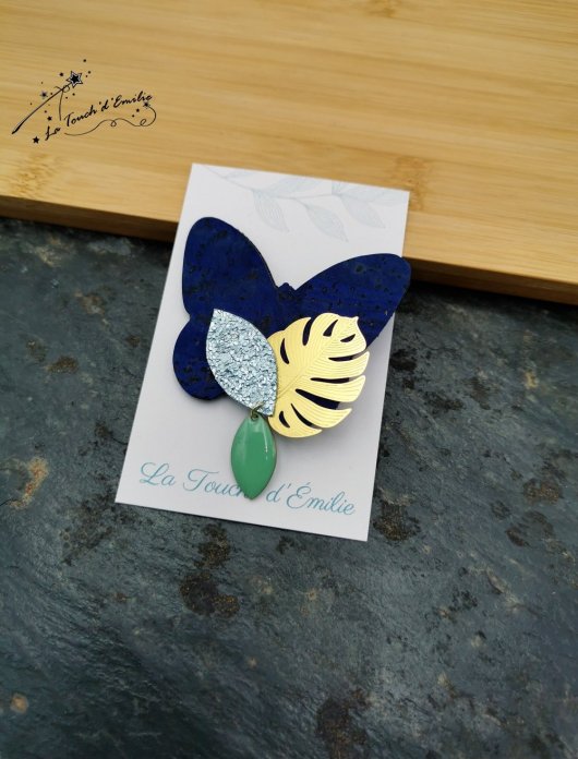 Broche Papillon Bleu Céleste