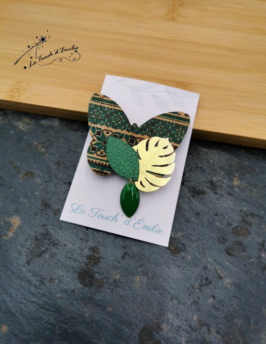 Broche Papillon Vert Aztèque