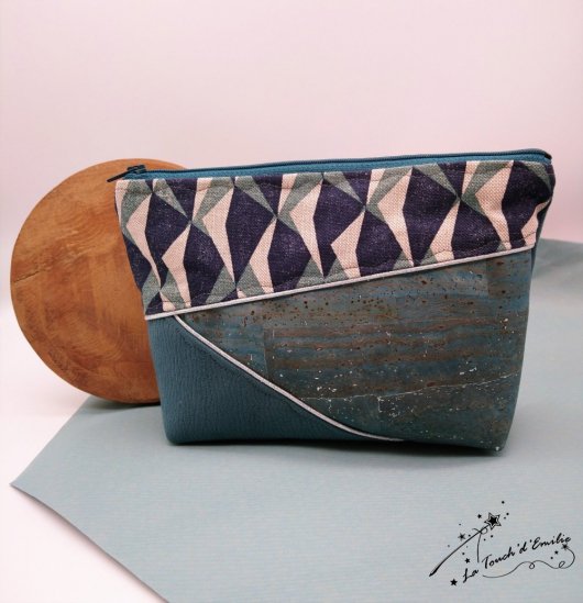 Trousse Maquillage Horizon Bleu Géométrique