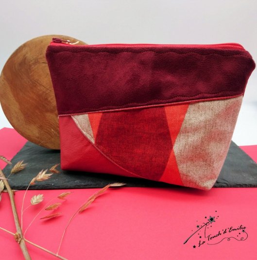 Trousse Maquillage Horizon Rouge Géométrique
