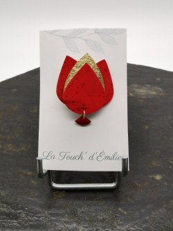 Broche Tulipe rouge intense