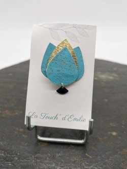 Broche Tulipe bleu ciel