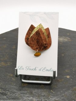 Broche Tulipe  Marron Glacé