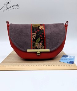 Sac City Liège Fleuri Rouge et Parme