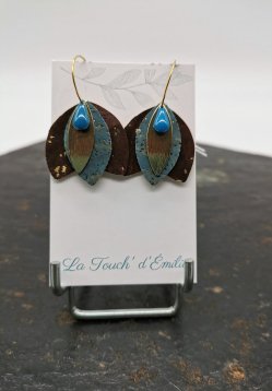 Créoles clochettes bleu brun
