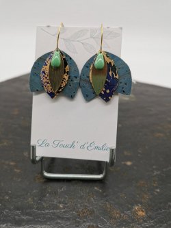 Créoles clochettes bleu festif 