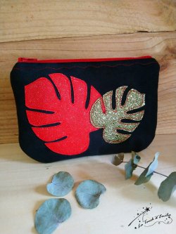 Pochette Monstera Rouge et Noir